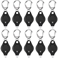 Uniclife Paquete de 10 mini Llavero Linterna Antorcha LED Ultra Brillante con luz de Llavero- Negro
